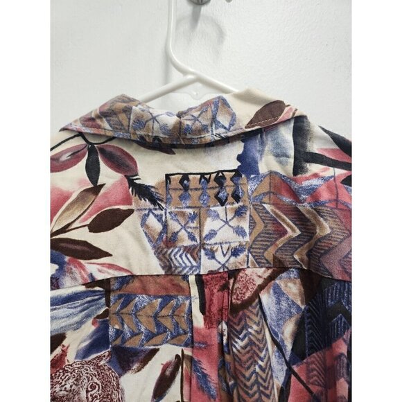 Vintage Hilo Hattie Mens Hawaiian Shirt Large Multi Leaf Print Short Sleeve - Picture 4 of 5